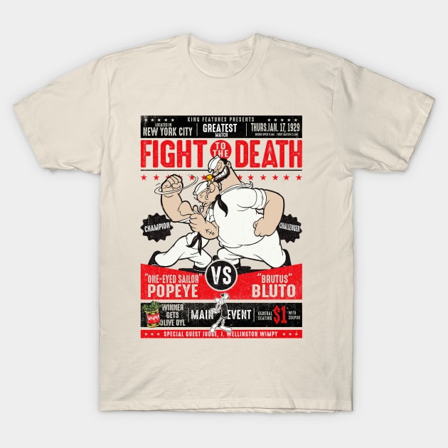 Popeye vs. Bluto Fight Poster T-Shirt by Alema Art